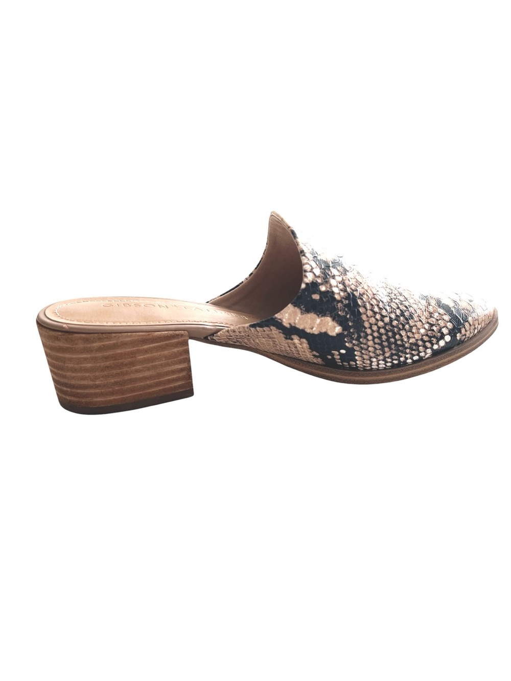 Gibson x Latimer Women's 6.5M Snakeskin Mule Slip-On Block Heel Goat Leather